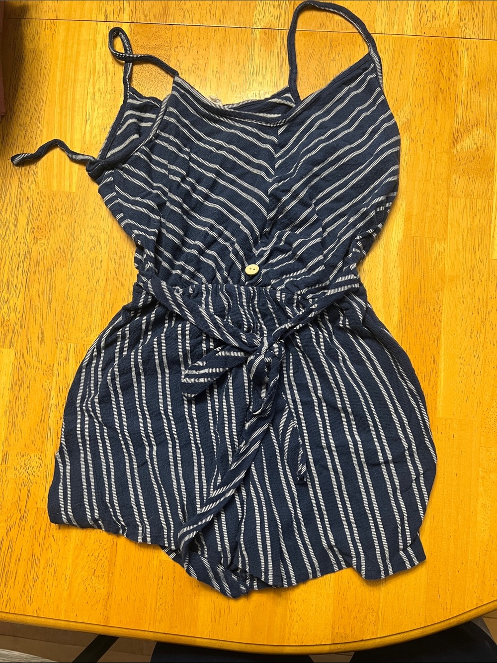 Caution To The Wind Navy and White Striped Girls Romper